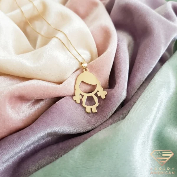 Gold Little Girl Silhouette Pendant Necklace