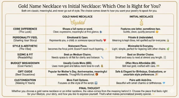 Gold Name Necklace vs Initial Necklace Gold Name Necklace vs Initial Necklace