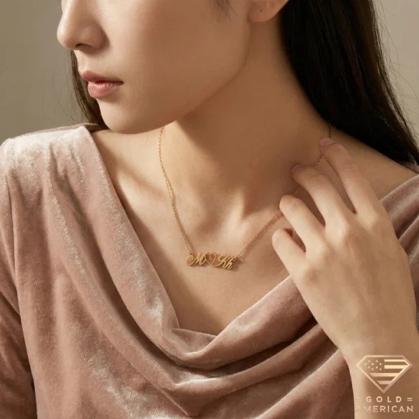 Gold Personalized Heart Necklace Model