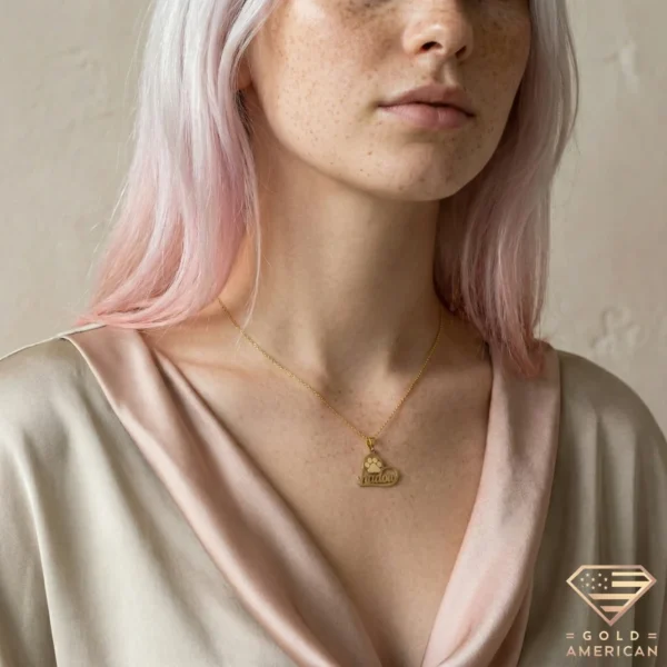 Gold Pet Name Necklace Model
