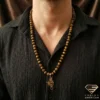 Gold Tangled Name Necklace for Men Model Close up