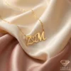 initial necklace with heart gold