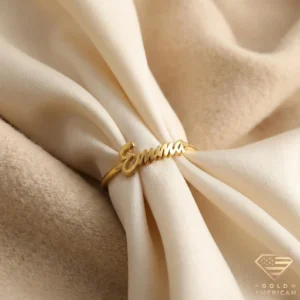 custom gold ring modern font