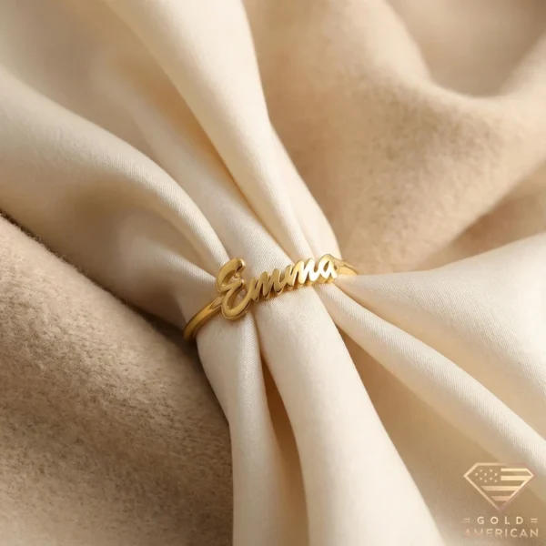 custom gold ring modern font