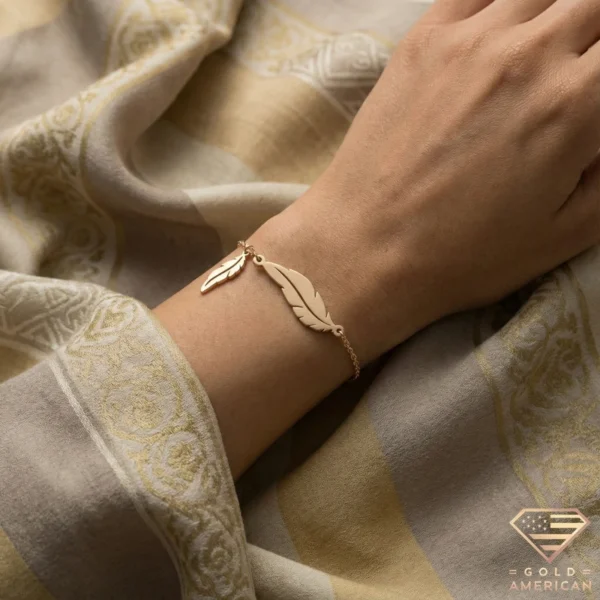 Golden Twin Risha (Feather) Bracelet on Hand