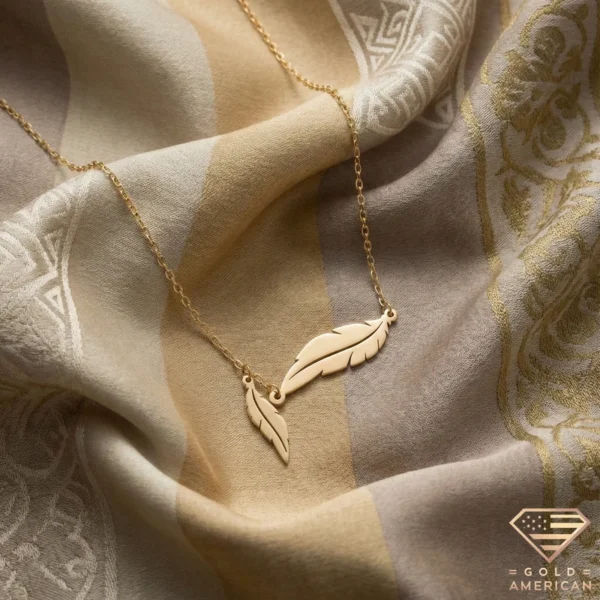 Golden Twin Risha (Feather) Necklace