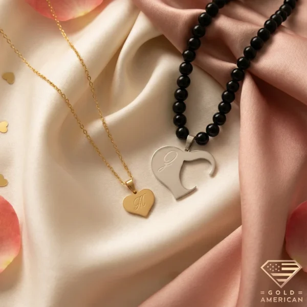 Matching Heart Initial Necklaces