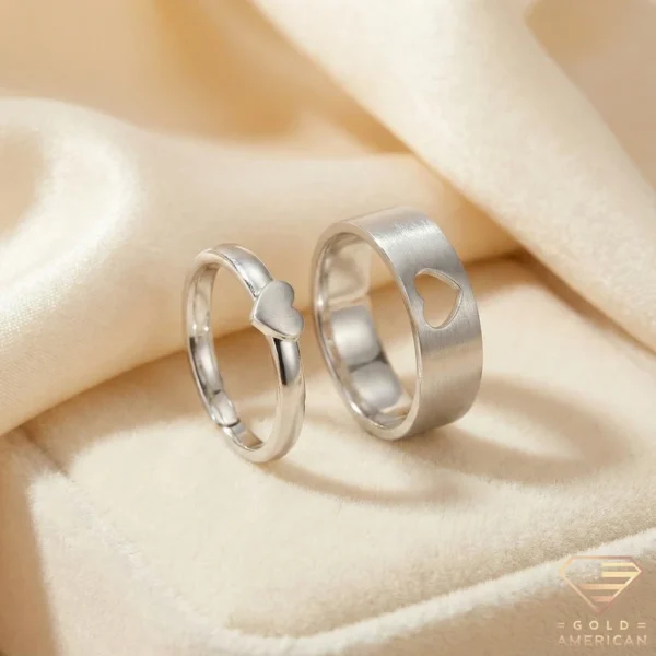 Matching Heart Wedding Rings on Fabric