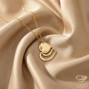 Personalized Engraved Triple Heart Name Necklace engraved name necklace gold personalized