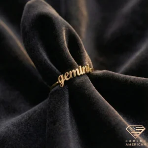 custom gold ring with zodiac sign