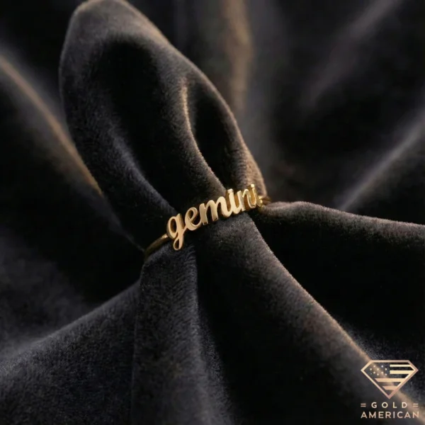 custom gold ring with zodiac sign