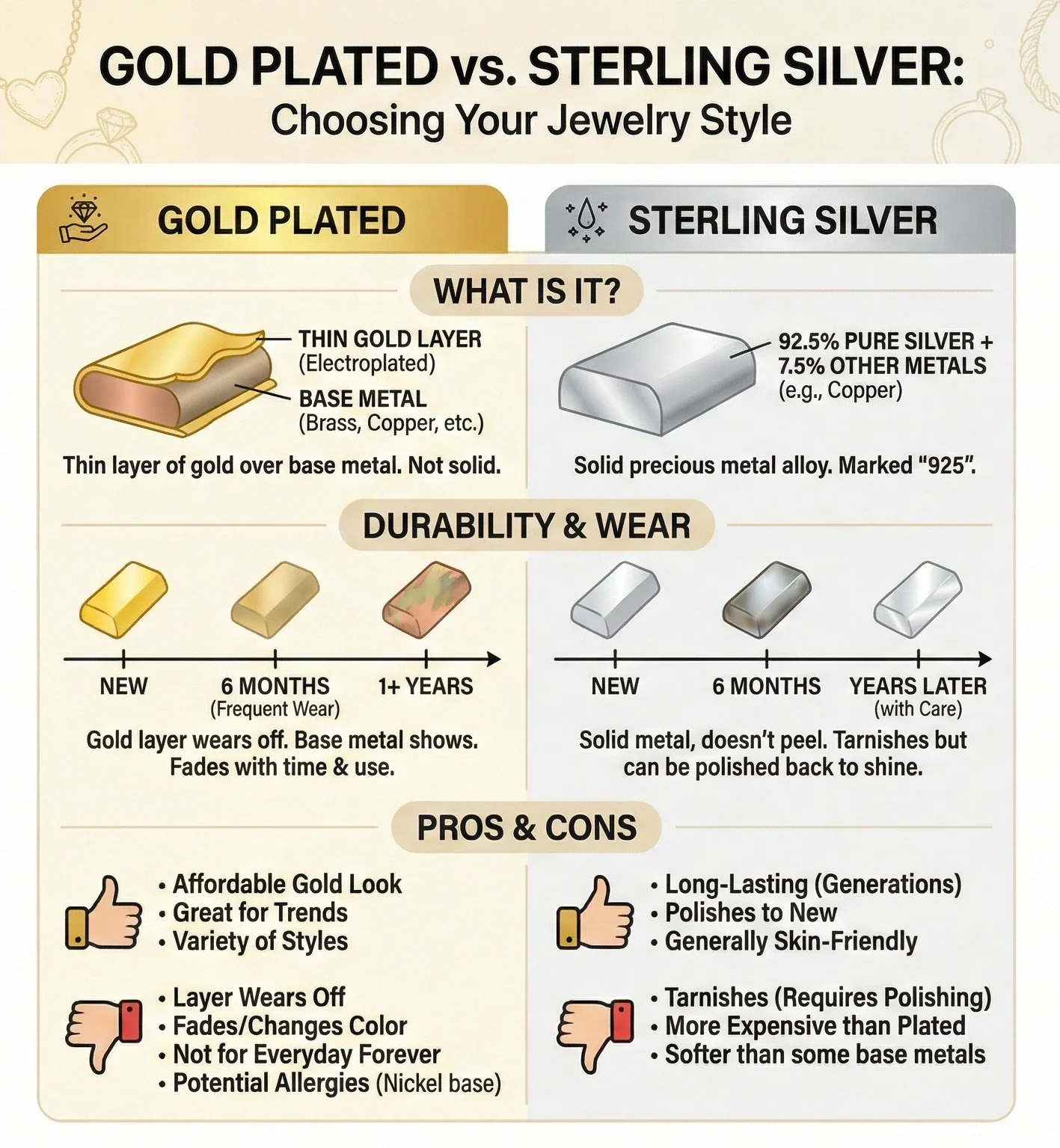 gold plated vs sterling silver