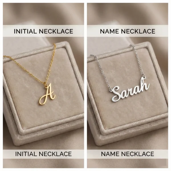 name necklace vs initial necklace gold name necklace vs initial necklace