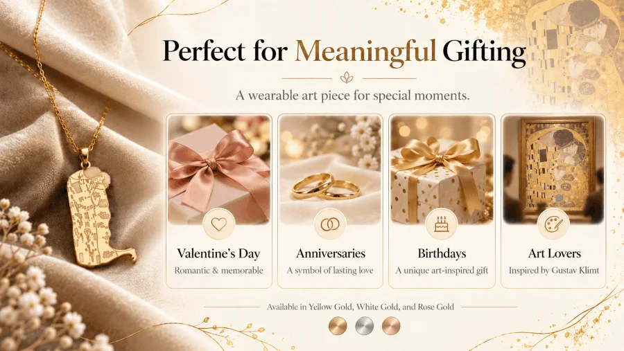 The Kiss necklace gift ideas for romantic occasions