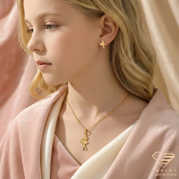 14k Gold Ballerina Jewelry Set Model