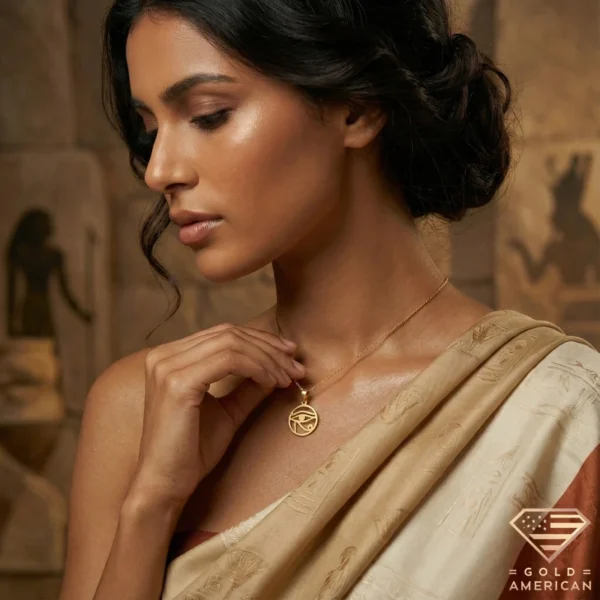 14k Gold Eye of Horus Necklace Model
