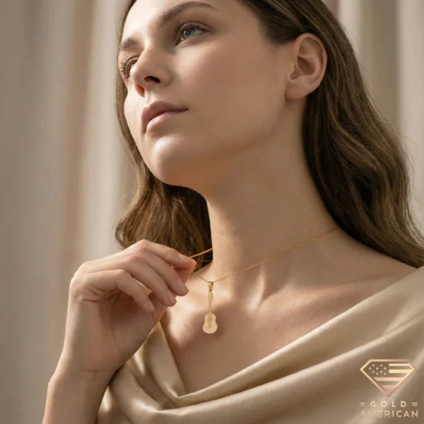 14k Gold Guitar Pendant Necklace Model