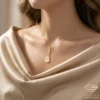 14k Gold Guitar Pendant Necklace Model Close up