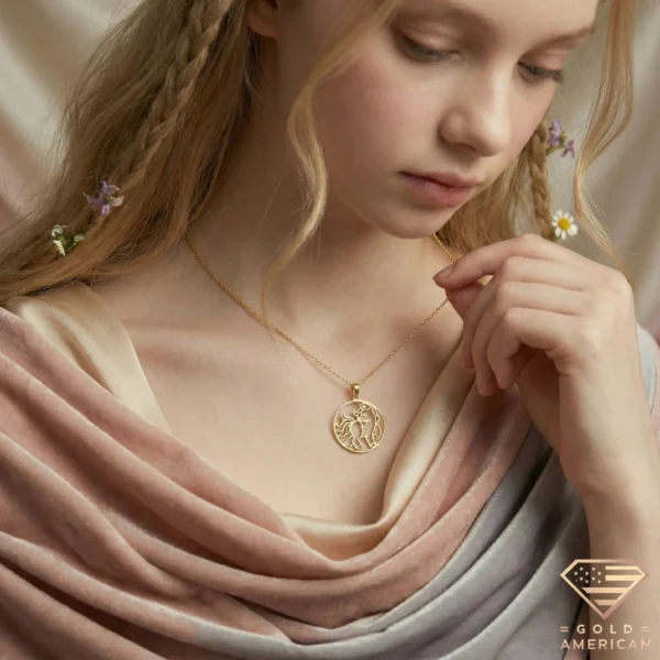 14k Gold Unicorn Pendant Necklace Model 3.4