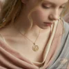 14k Gold Unicorn Pendant Necklace Model Close up