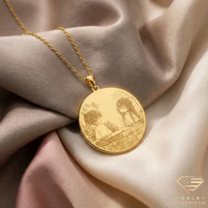 Custom Anime Engraved Gold Pendant