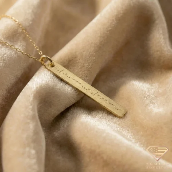 Gold I Love You Morse Code Plate Close up