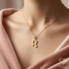 Heart Music Note Gold Pendant Model Close up