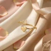 Initial & Heart Gold Open Ring A