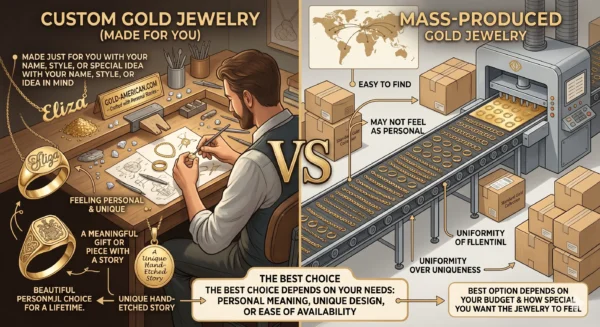 Custom Gold Jewelry vs Mass Produced Gold 1 Custom Gold Jewelry vs Mass-Produced Gold