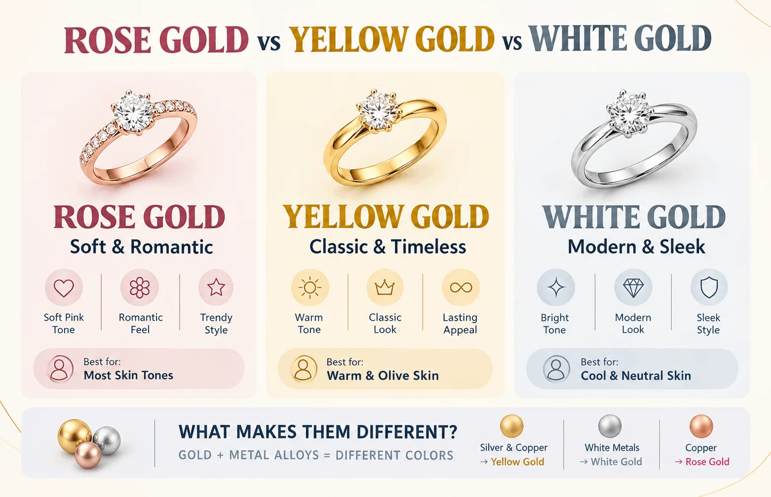 Gold Colors 1 white gold vs rose gold vs yellow gold