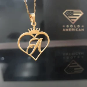 Personalized Heart Initial Necklace with Crown
