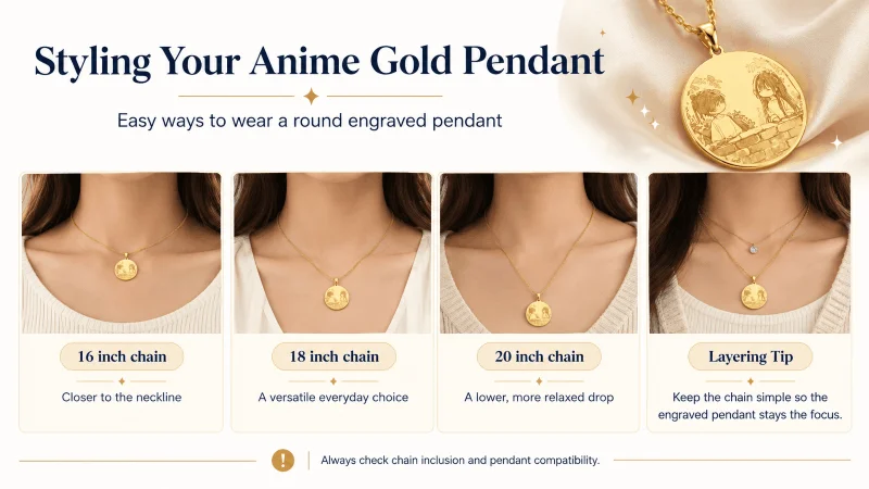 Anime Gold Pendant Necklace Length and Styling Guide