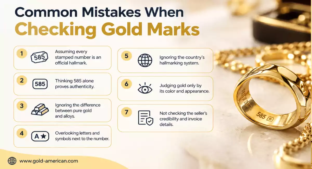 Common mistakes when checking gold hallmarks and 585 gold jewelry markings