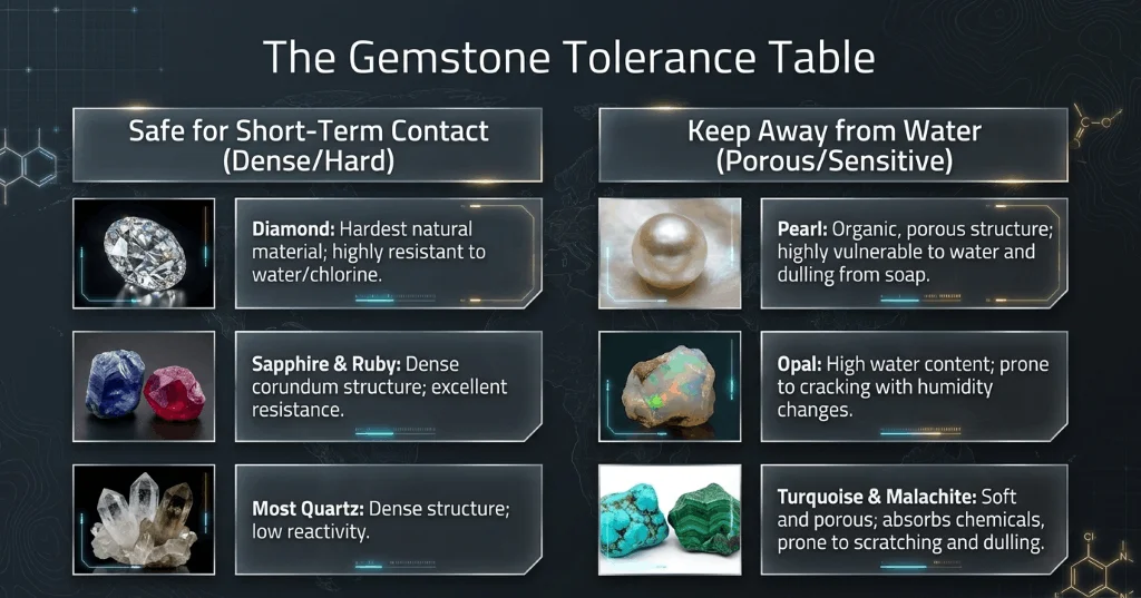 Gemstone water tolerance comparison chart