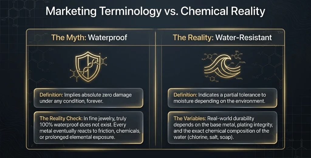 Waterproof vs water-resistant jewelry comparison