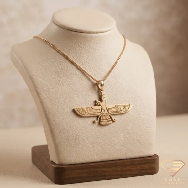 “Iran” Leaf Script Necklace – 14K Gold Persian Calligraphy Pendant