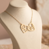 Double Heart Necklace – Custom 4-Initial Script Pendant