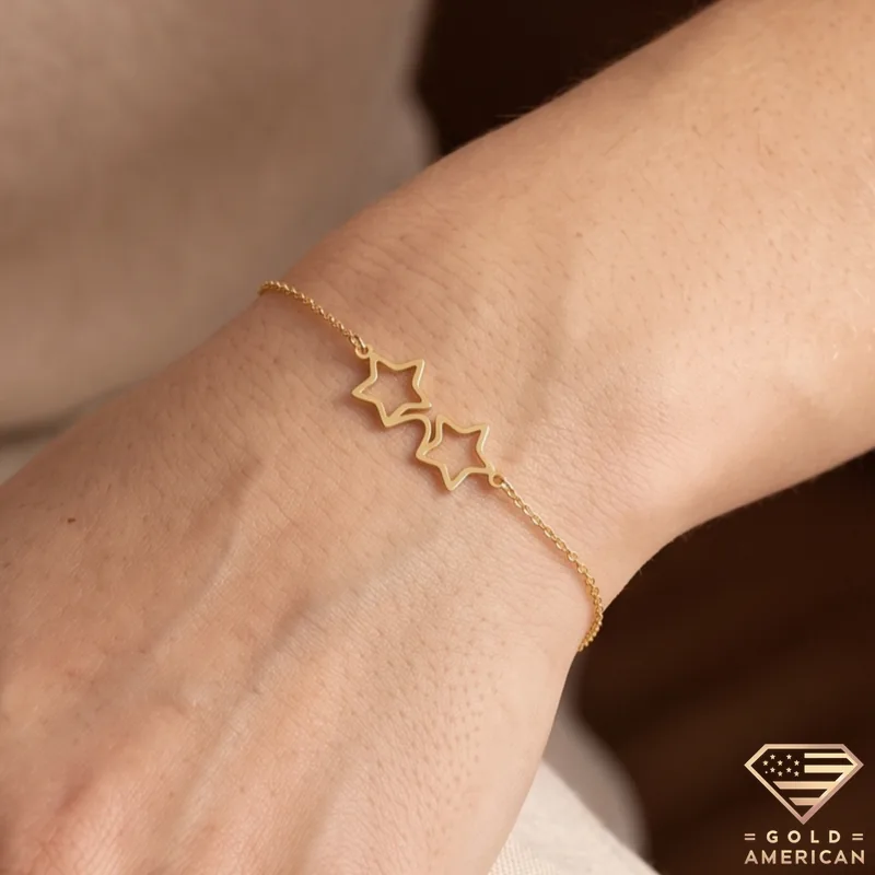 Connected Star Bracelet – Delicate Star Link Design on Model’s Wrist