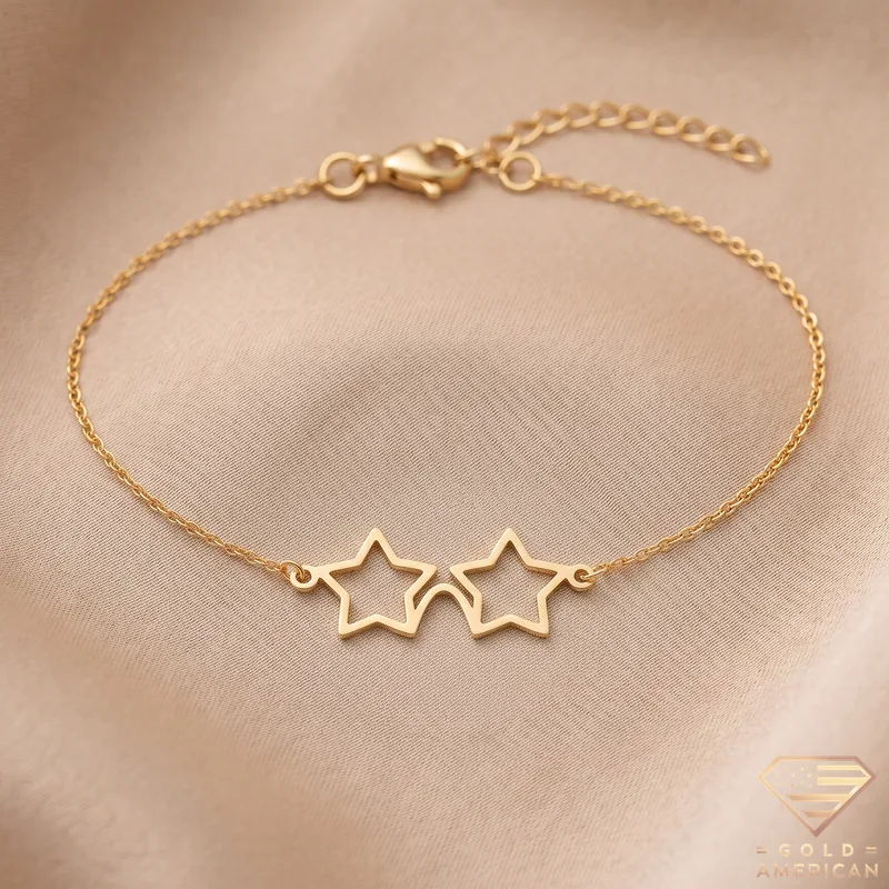 Connected Star Bracelet – Delicate Star Link Design on Satin Fabric