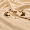 Layla Name Bracelet – Gold Script Nameplate with Tiger's Eye Beads