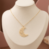Floral Crescent Moon Necklace –
