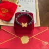 Natural Amethyst Beaded Bracelet with Gold Butterfly
