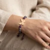 Natural Amethyst Beaded Bracelet with Gold Butterfly
