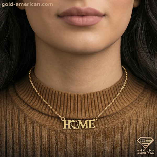–Gold "HOME" Map Pendant for Persian Heritage