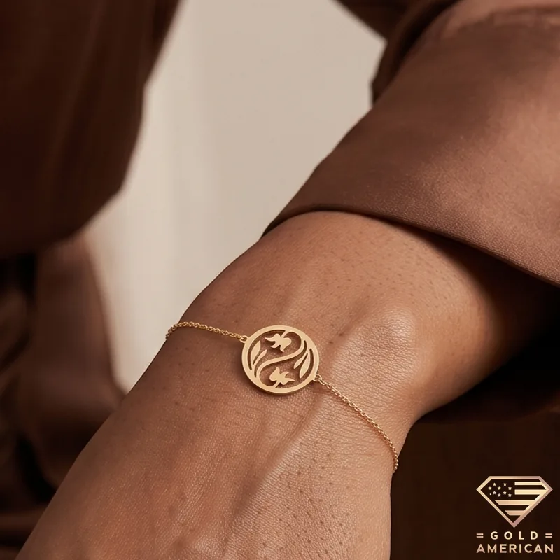 S Curve Double Flower Medallion Bracelet on Models Wrist