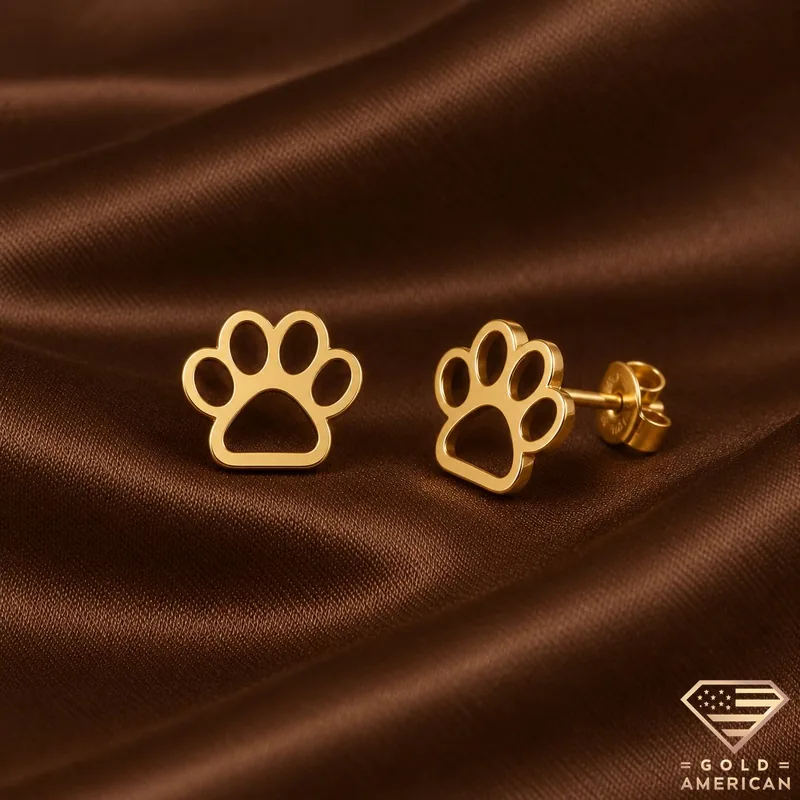 14K Gold Tiny Paws Silhouette Earrings