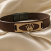 Brown Leather Crown Bracelet for Men