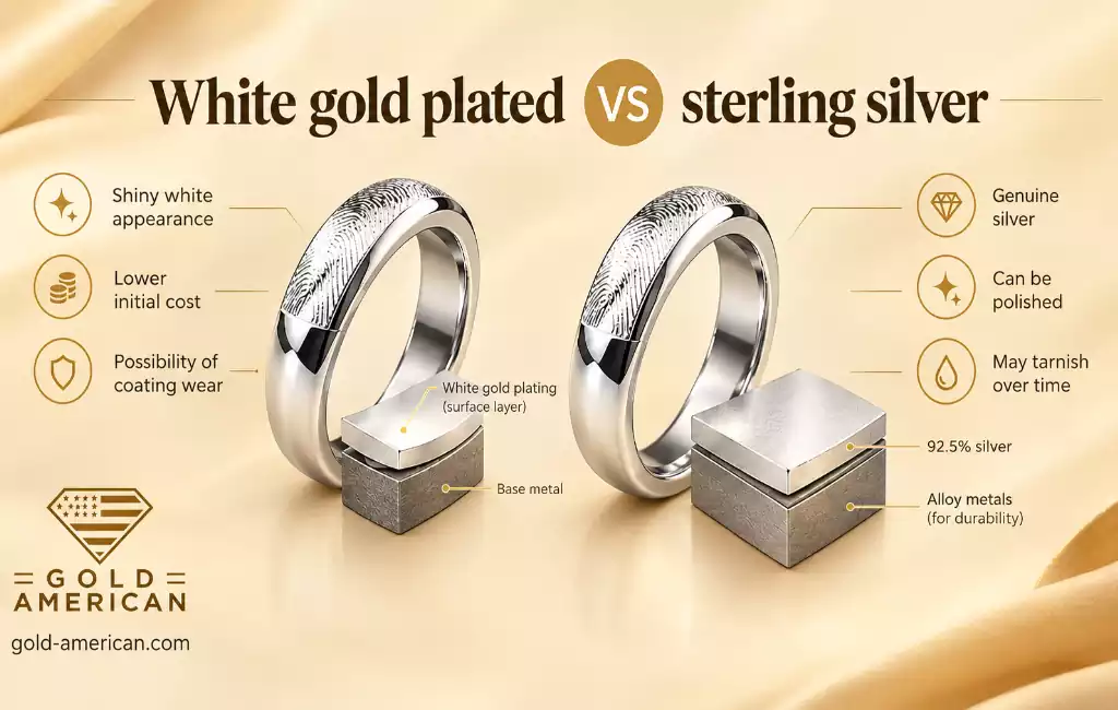 White Gold Plated vs Sterling Silver Rings and Necklaces